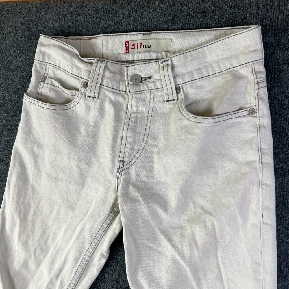 Levi's 511 Slim Fit Jeans Men 30x33 Beige Light Wash Denim Low Rise Straight Leg